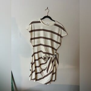 NWOT Haven Well Within Brown and Cream Striped Dress XL 100%Organic Cotton